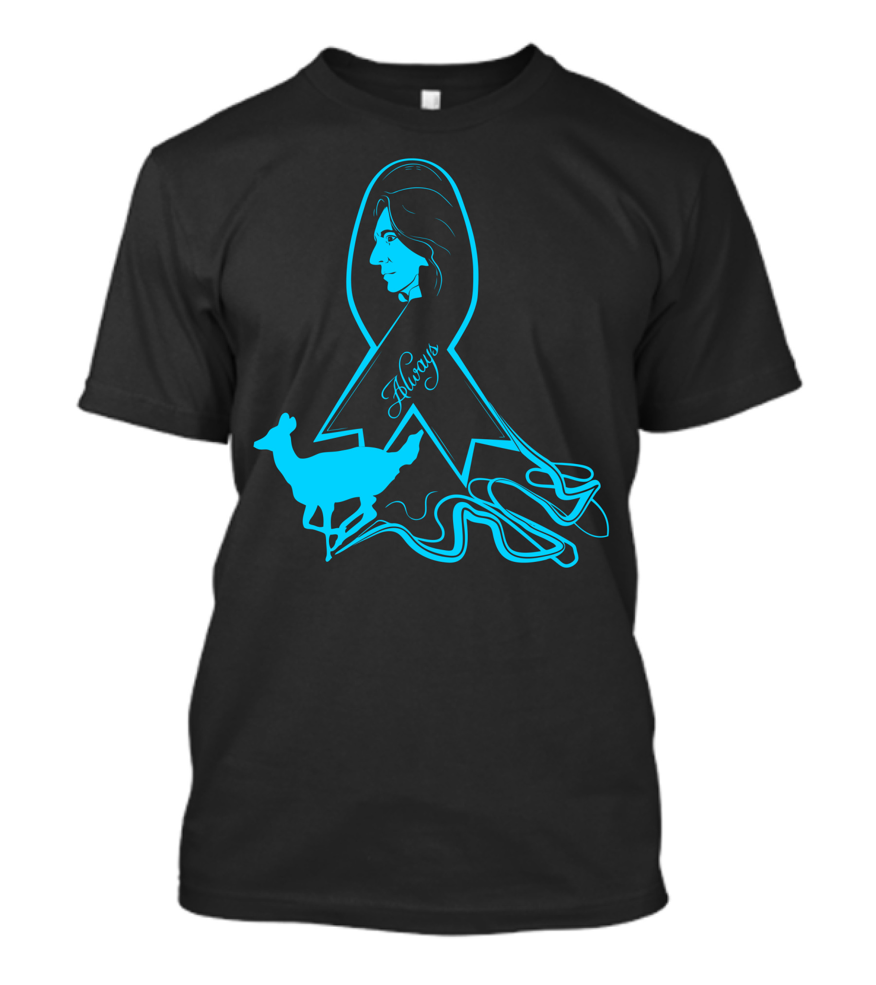 Always Potranum Blue Ribbon With Head Profile And Doe T-Shirt