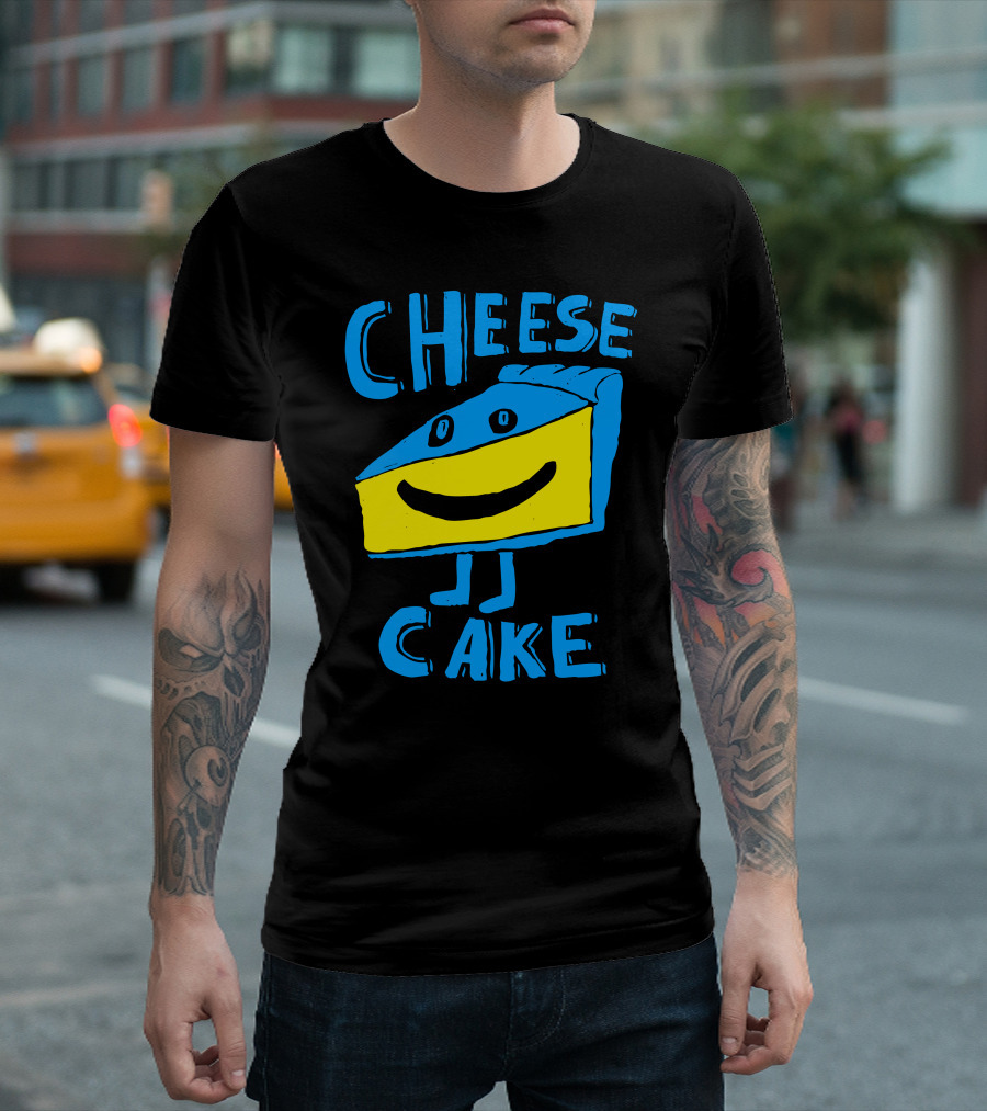 CHEESE CAKE Smiling Cartoon Slice With Legs And Eyes T-Shirt