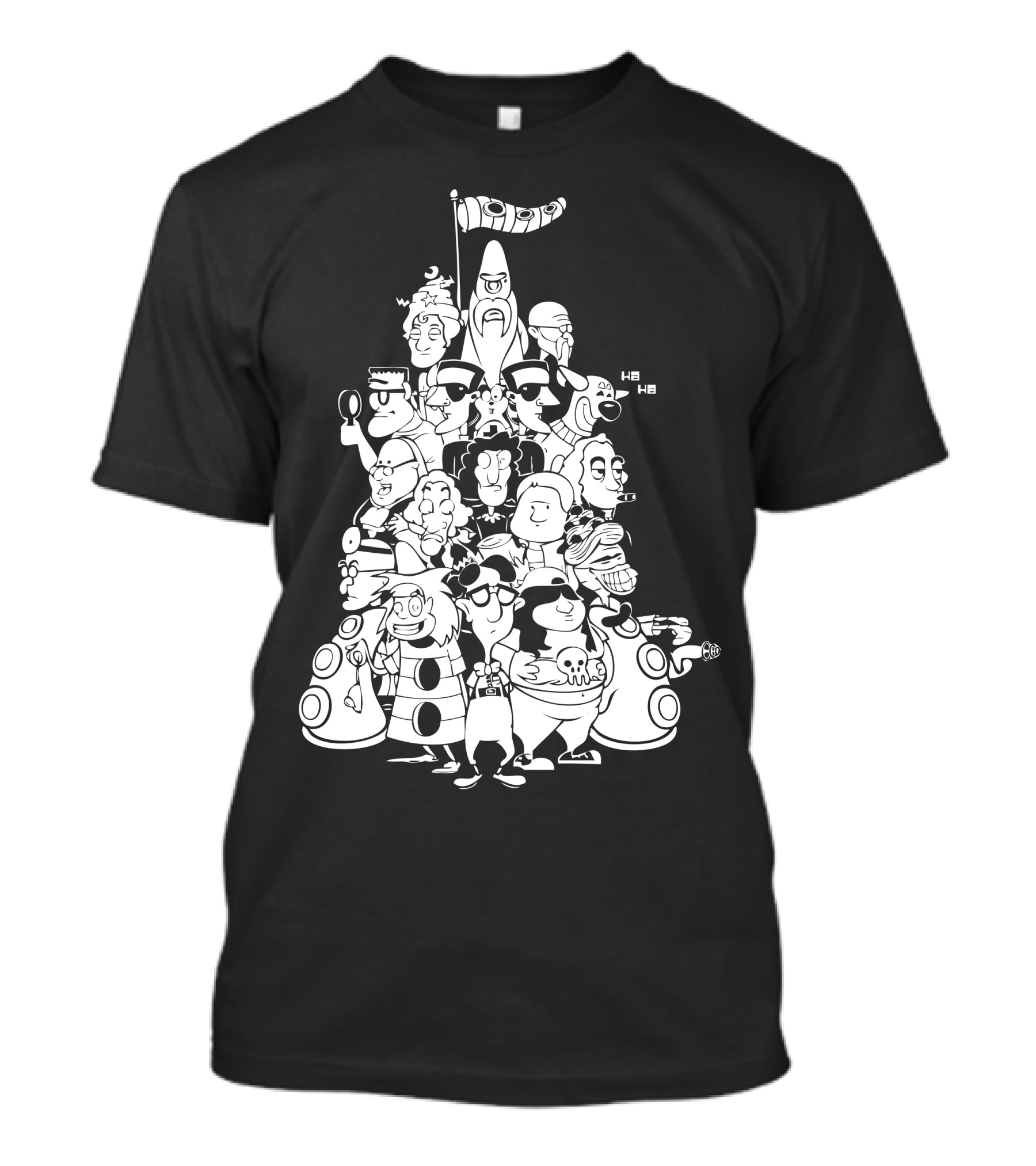 Day At The Mansion Characters Stack Group Parade T-Shirt