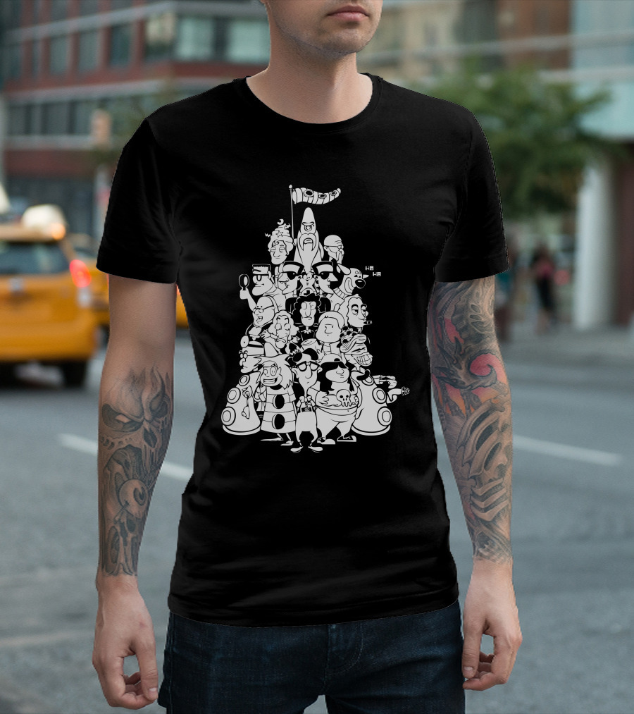 Day At The Mansion Characters Stack Group Parade T-Shirt
