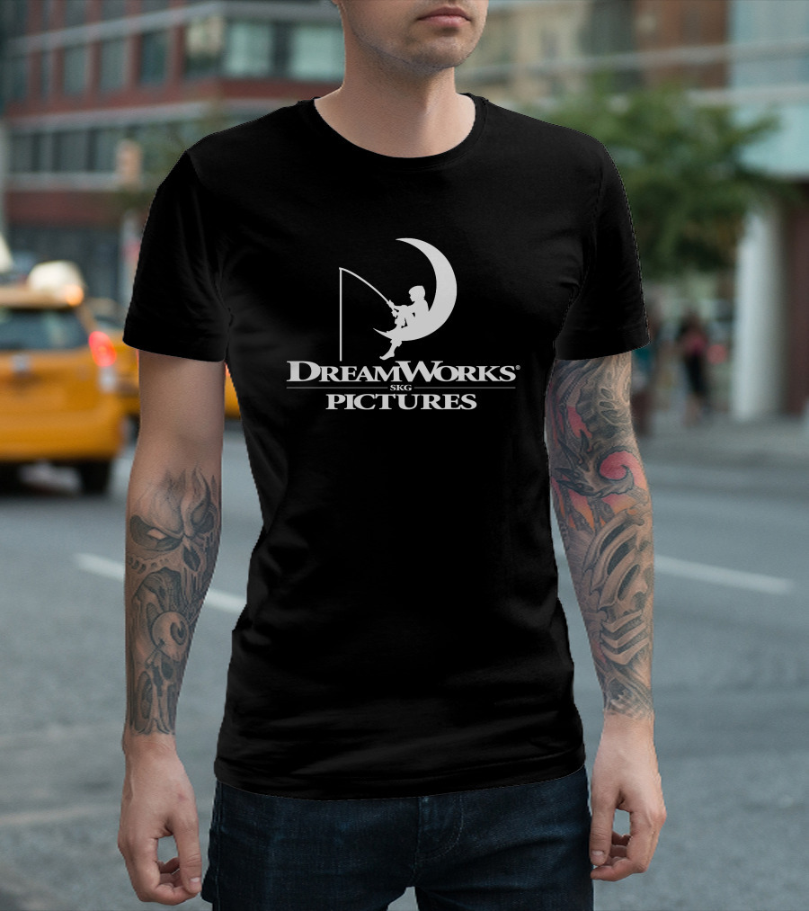 DreamWorks SKG Pictures Logo Moon Fishing T-Shirt