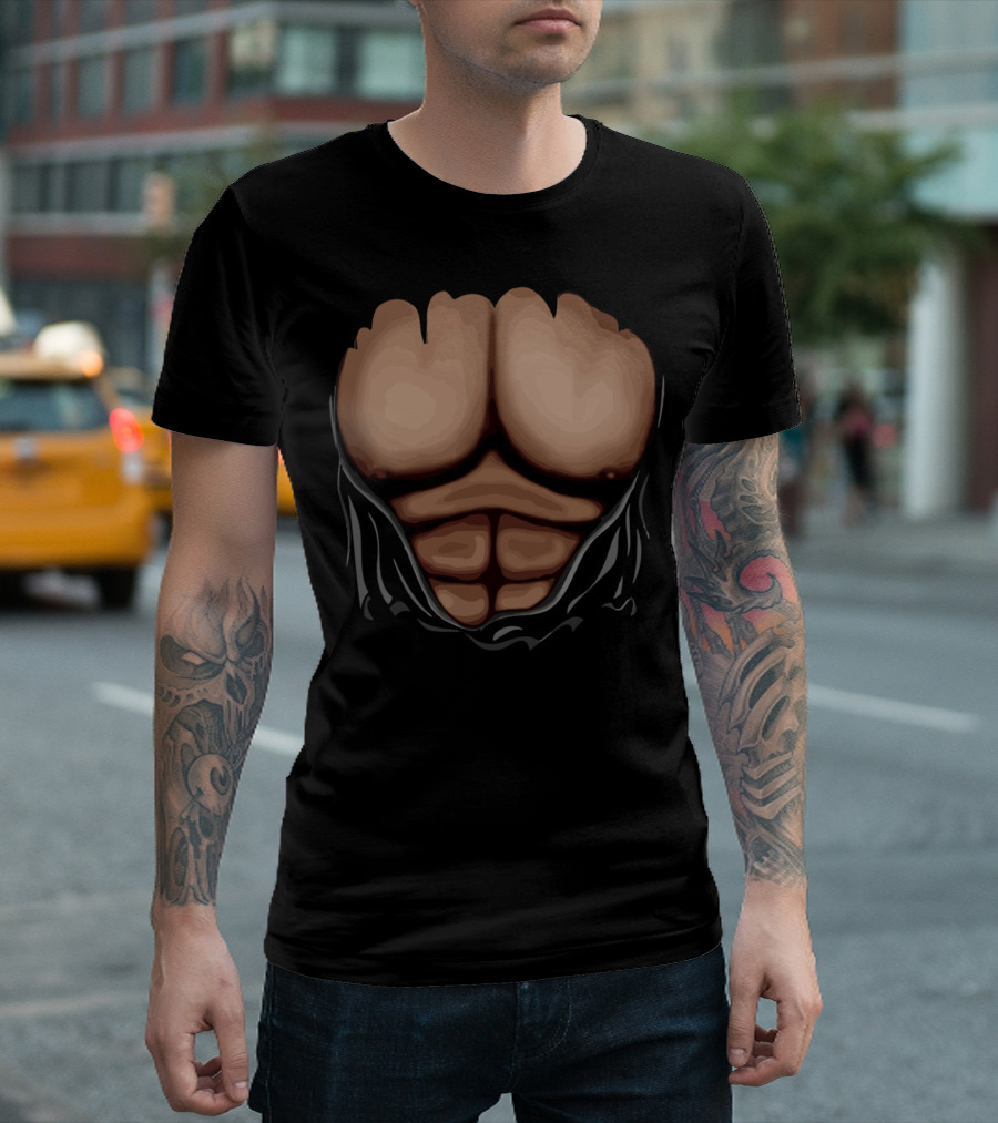 Exposed Muscular 6 Pack Chest T-Shirt