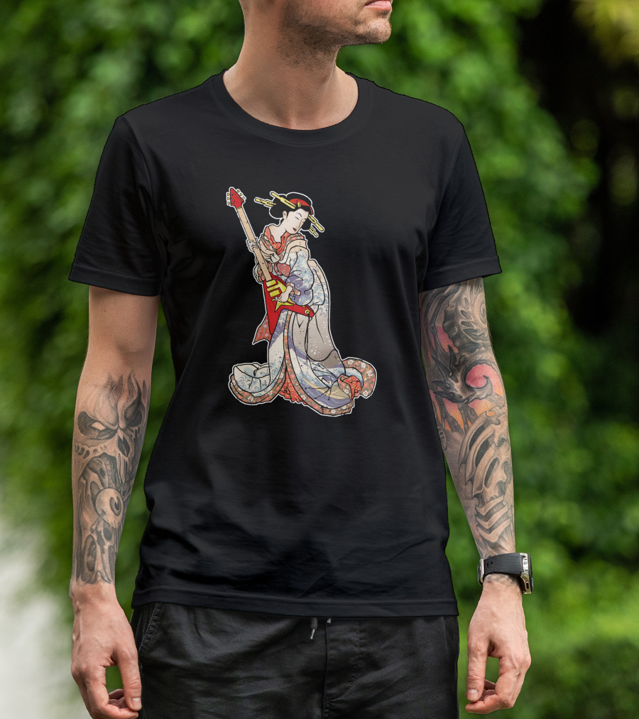 Geisha Rock Electric Guitar Fusion T-Shirt