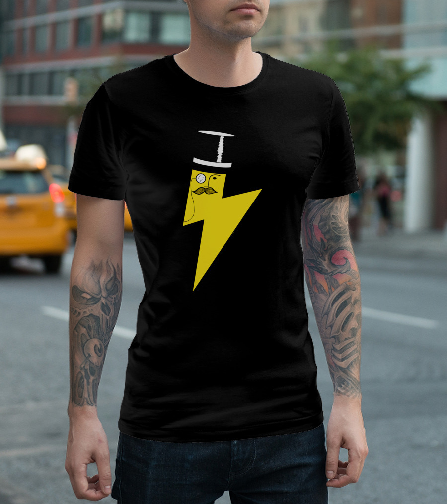 Gentleman Lightning Bolt Top Hat Monocle Moustache T-Shirt