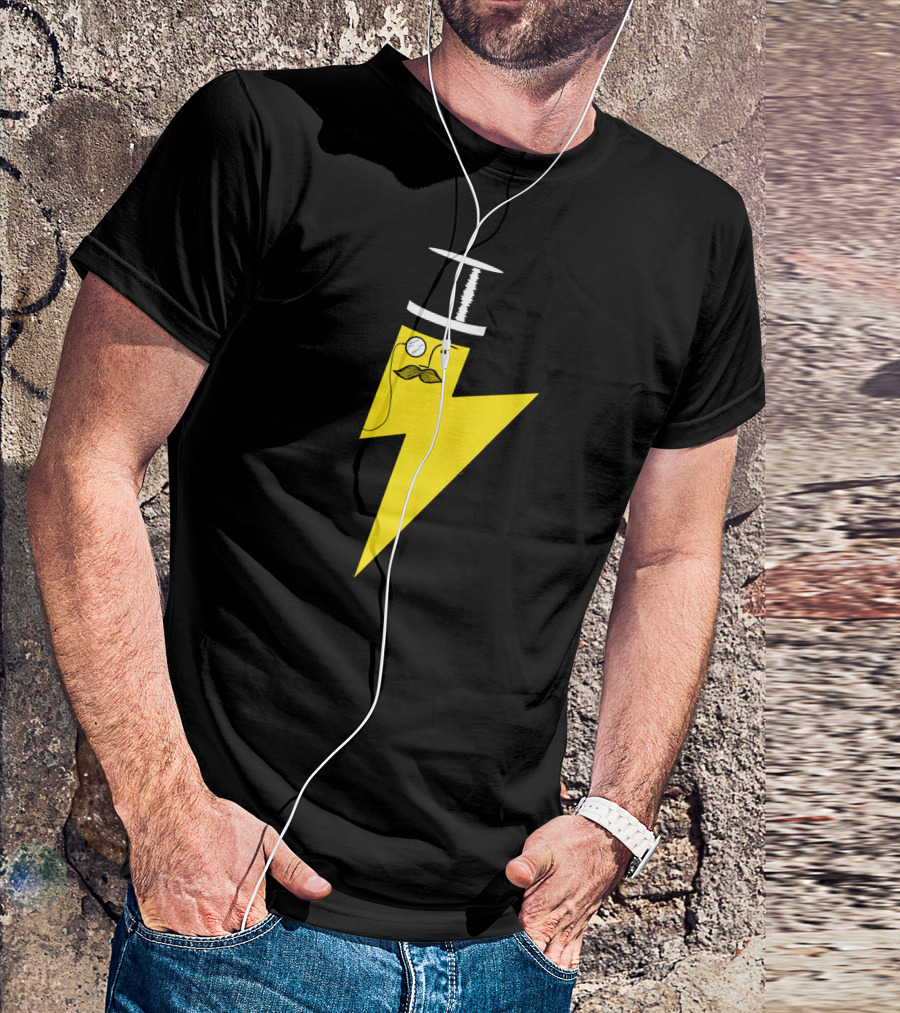 Gentleman Lightning Bolt Top Hat Monocle Moustache T-Shirt