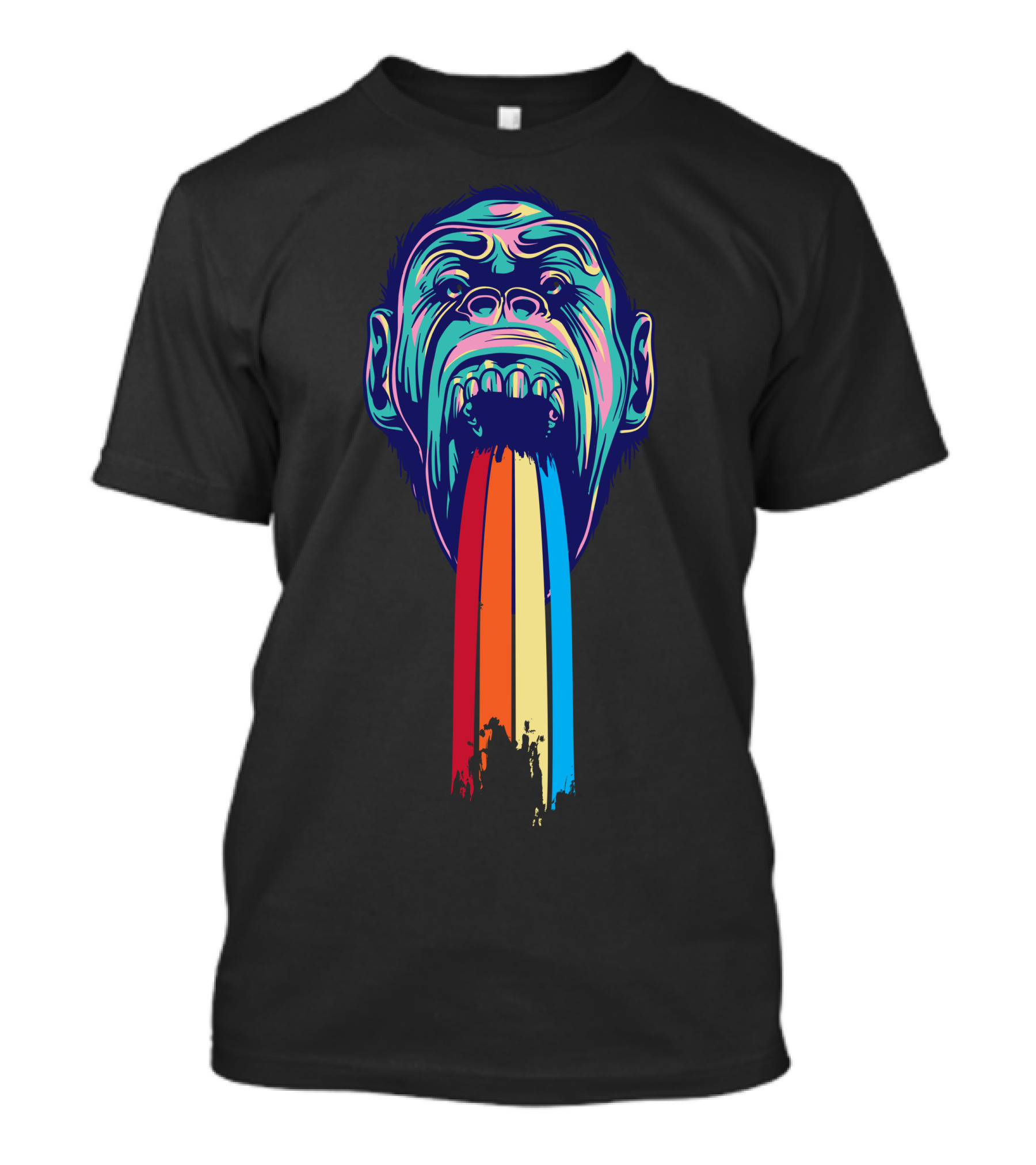Gorilla Rainbow Psychedelic Head T-Shirt
