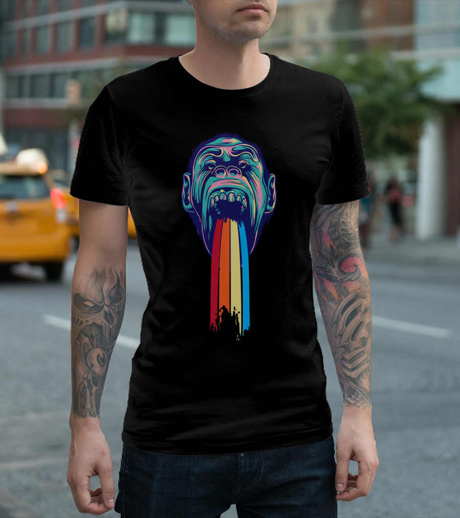 Gorilla Rainbow Psychedelic Head T-Shirt