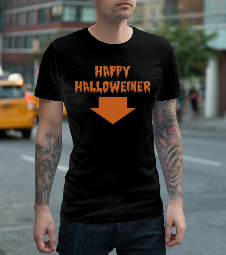 Happy Halloweiner Arrow Down Halloween Humor T-Shirt