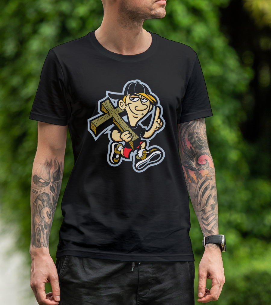 Hipster Easter Skateboarder With Cross T-Shirt
