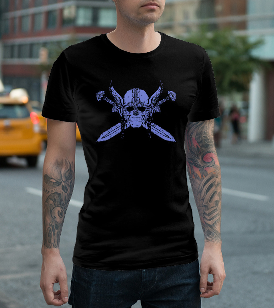 Viking Skull with Winged Helmet and Crossed Axes Norway T-Shirt
