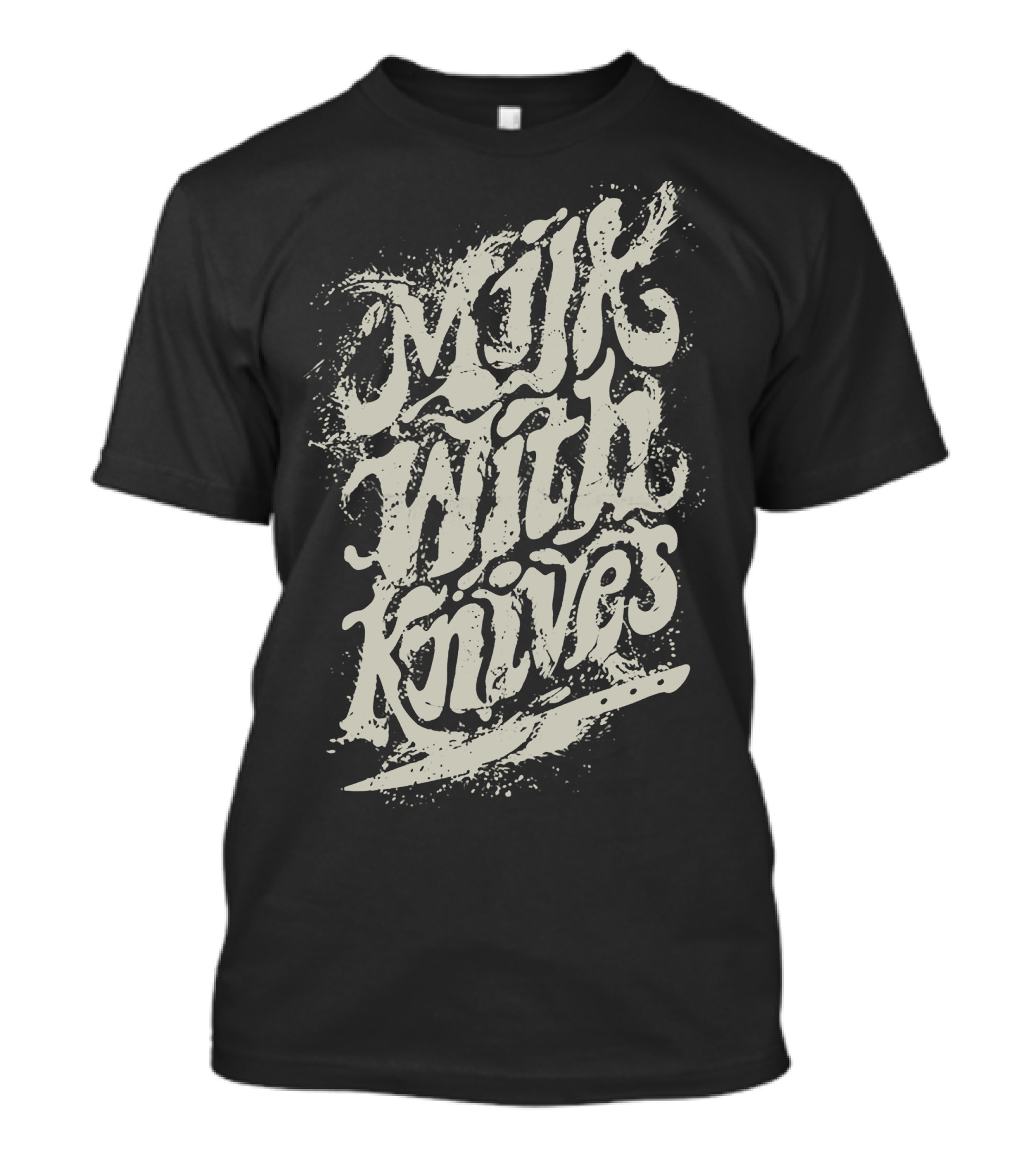 Milk With Knives Grunge Typography T-Shirt
