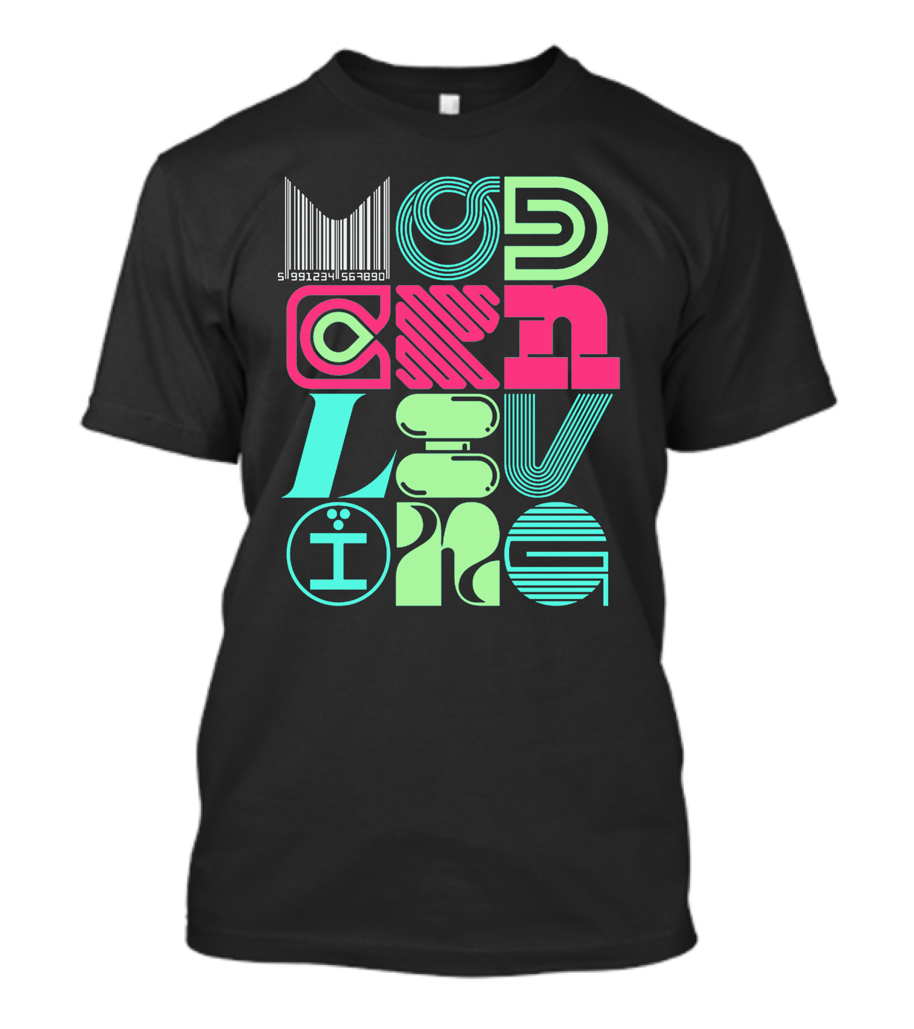 MODERN LIVING Barcode Geometric Typography T-Shirt