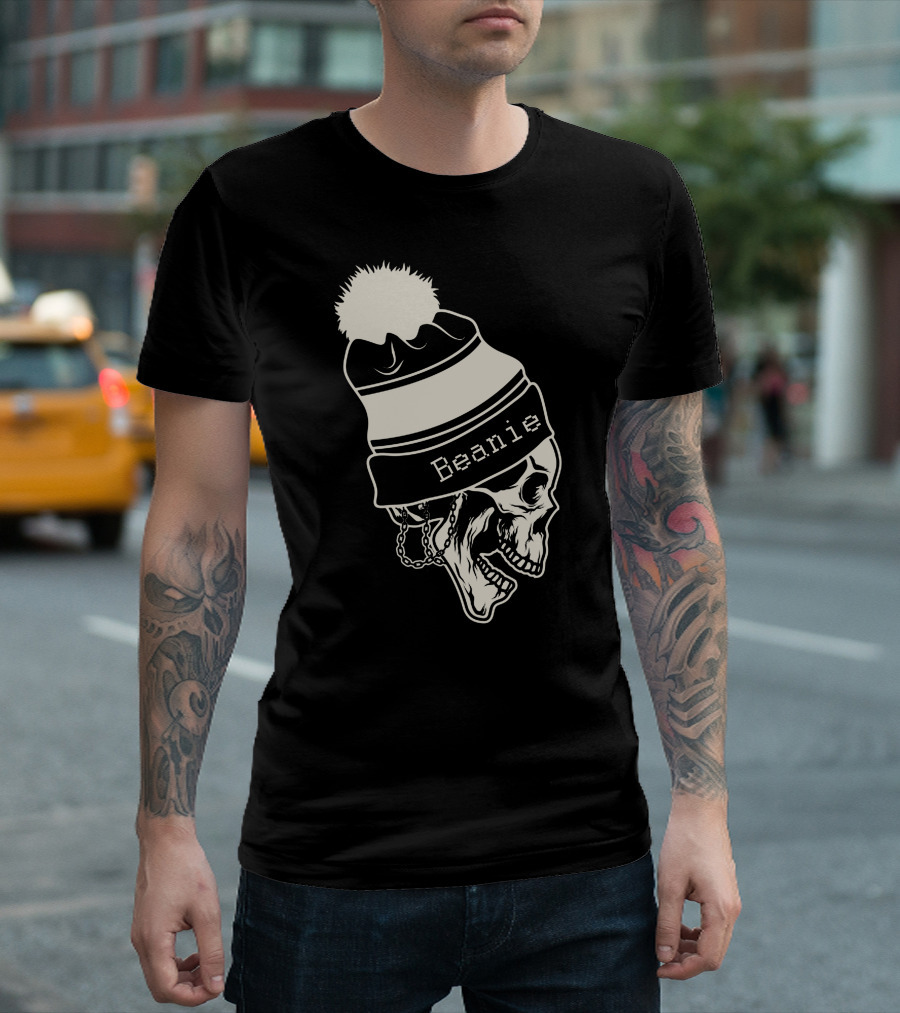 Beanie Skull With Pom-Pom And Chains T-Shirt