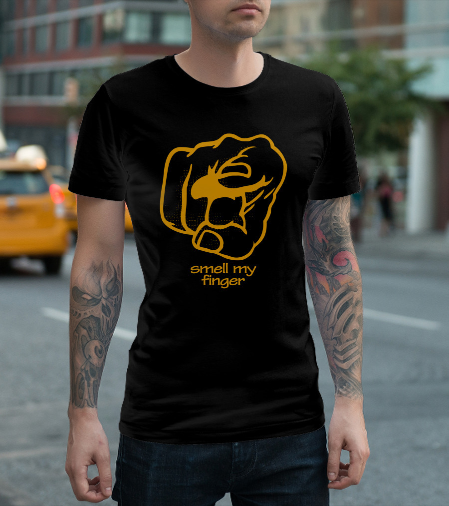 Smell My Finger Yellow Fist T-Shirt