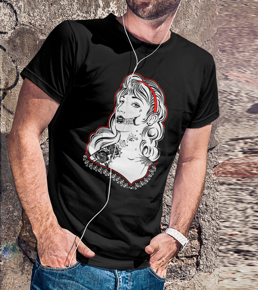 Sugar Skull Woman With Roses And Web Tattoo White T-Shirt