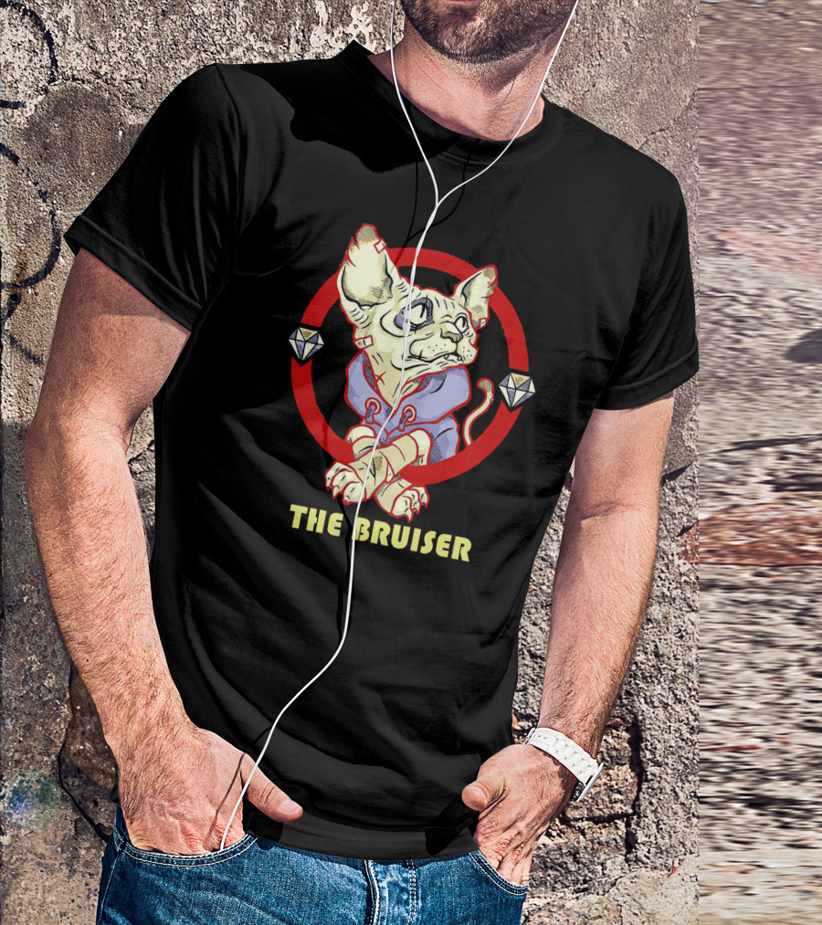 The Bruiser Sphynx Cat With Hoodie And Bandages In Red Circle T-Shirt