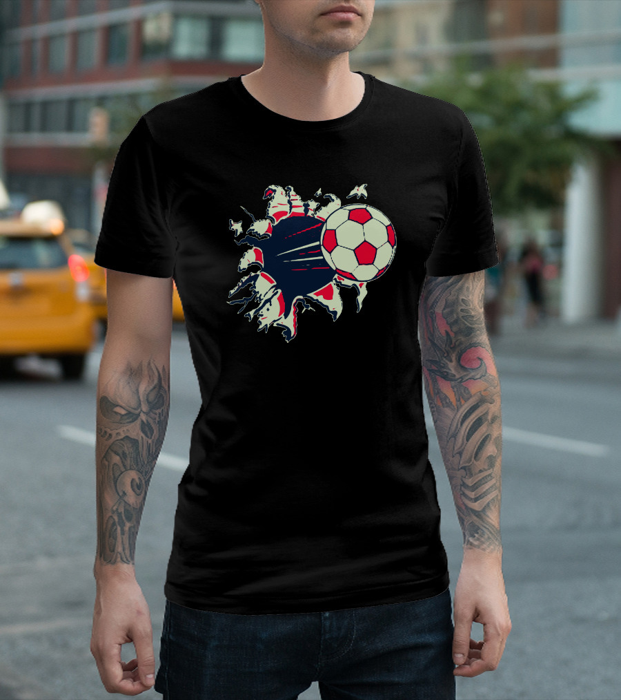 The Soccer Ball Breaking Through Wall T-Shirt
