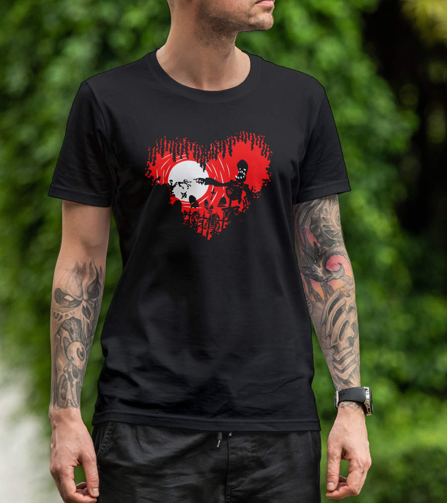Til Death Do Us Part Zombie Love Heart Moon Graveyard T-Shirt
