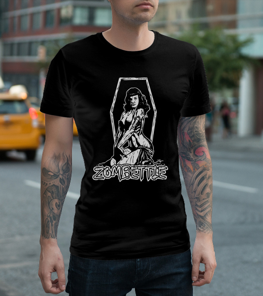 Zombettie Pin-Up Zombie in Coffin T-Shirt