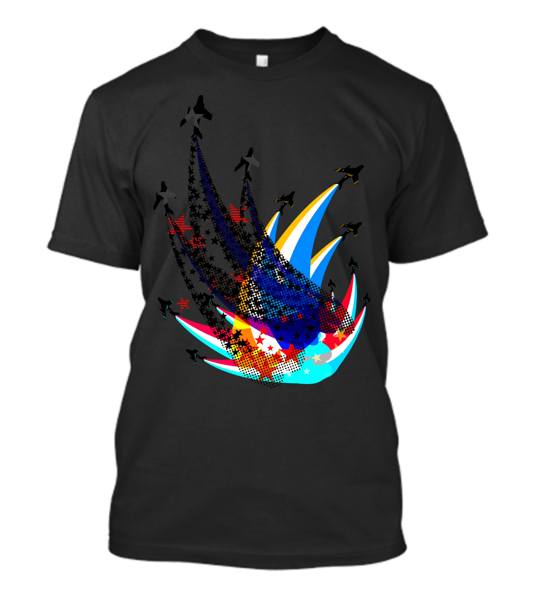Sabre Flight Jet Streaks With Dynamic Color Bursts T-Shirt