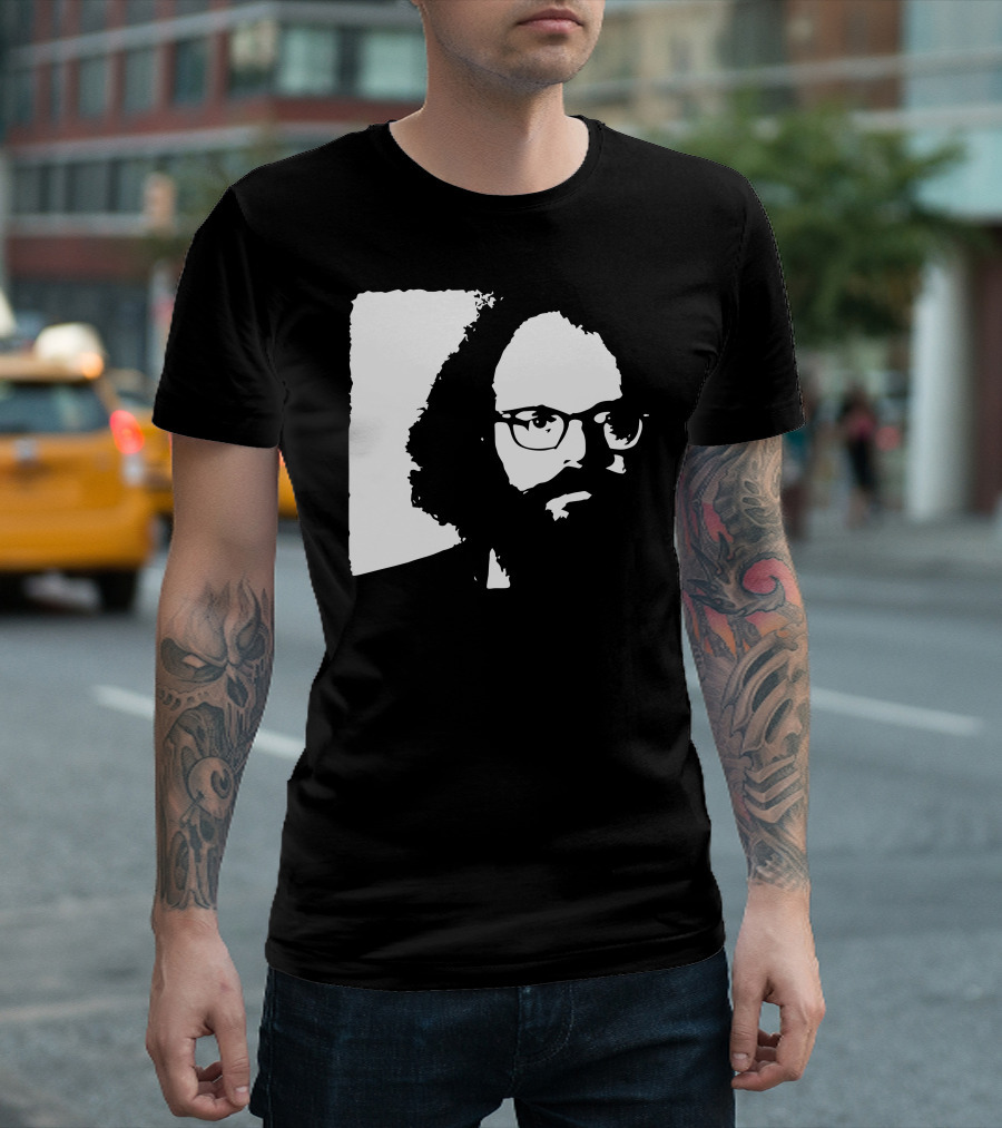 Allen Ginsberg Beat Generation Poet Black and White Iconic T-Shirt