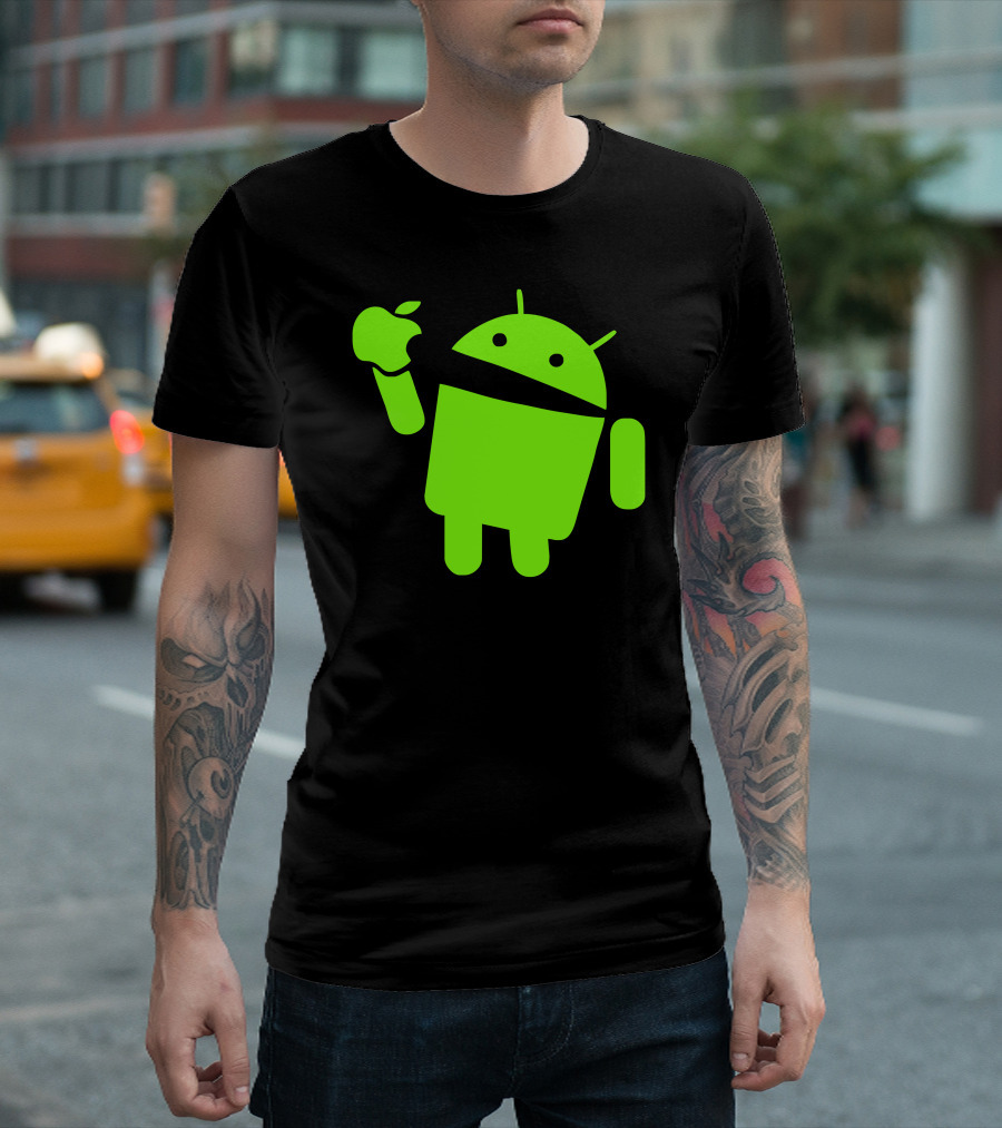 Android Logo Eating Apple T-Shirt