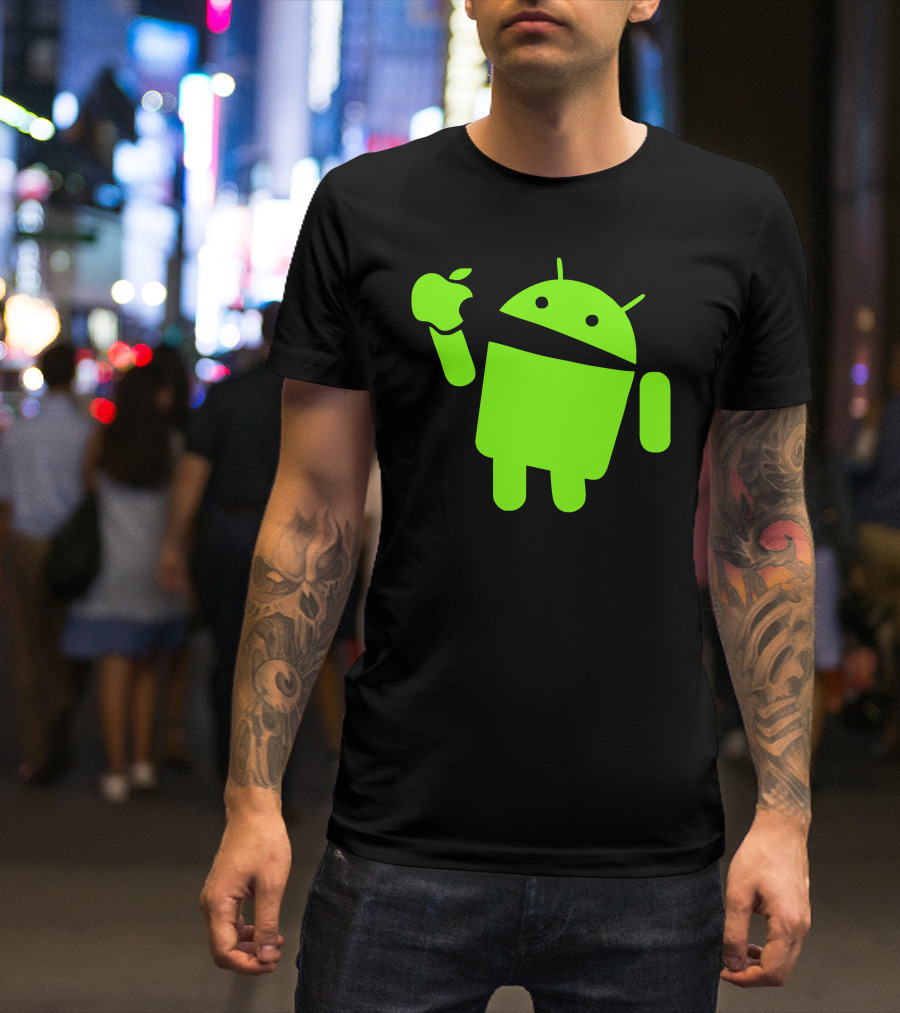 Android Logo Eating Apple T-Shirt