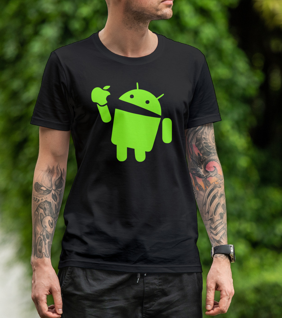 Android Logo Eating Apple T-Shirt