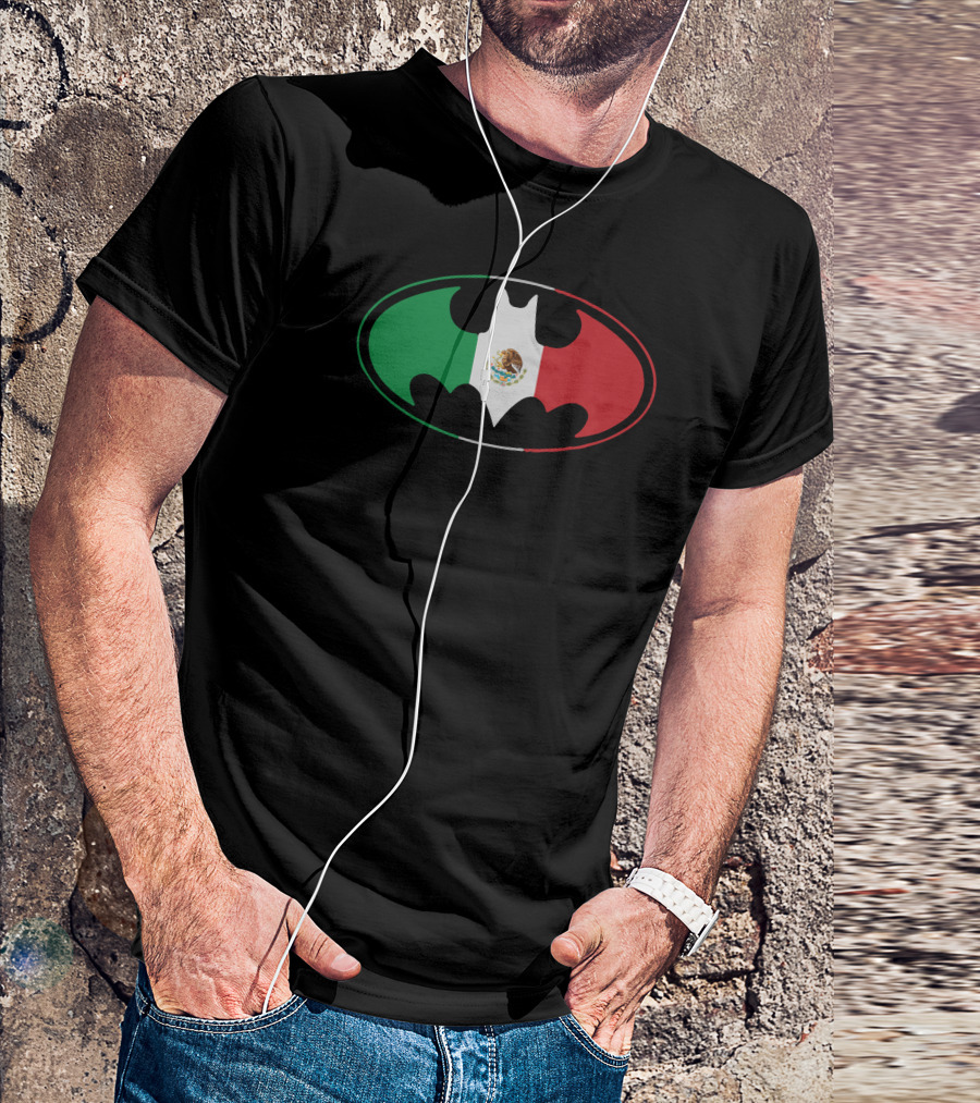 Bat Man Logo Mexican Flag Mexico Emblem T-Shirt