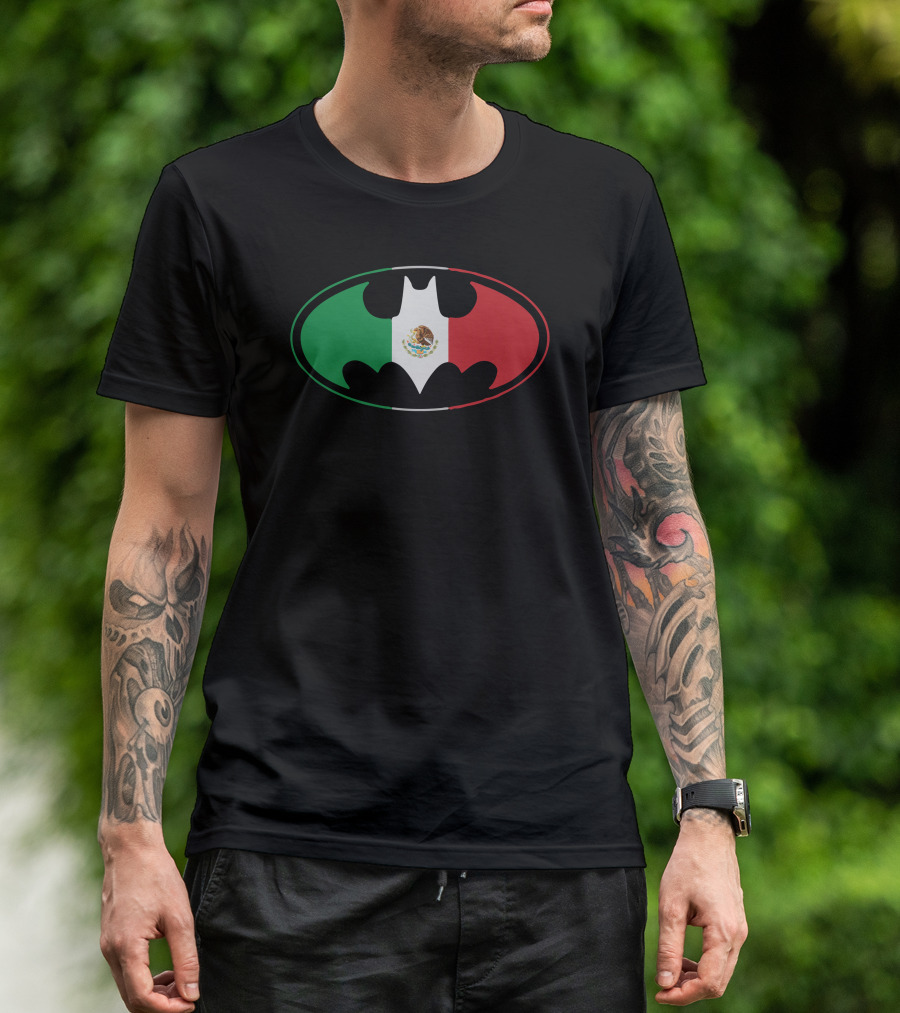 Bat Man Logo Mexican Flag Mexico Emblem T-Shirt