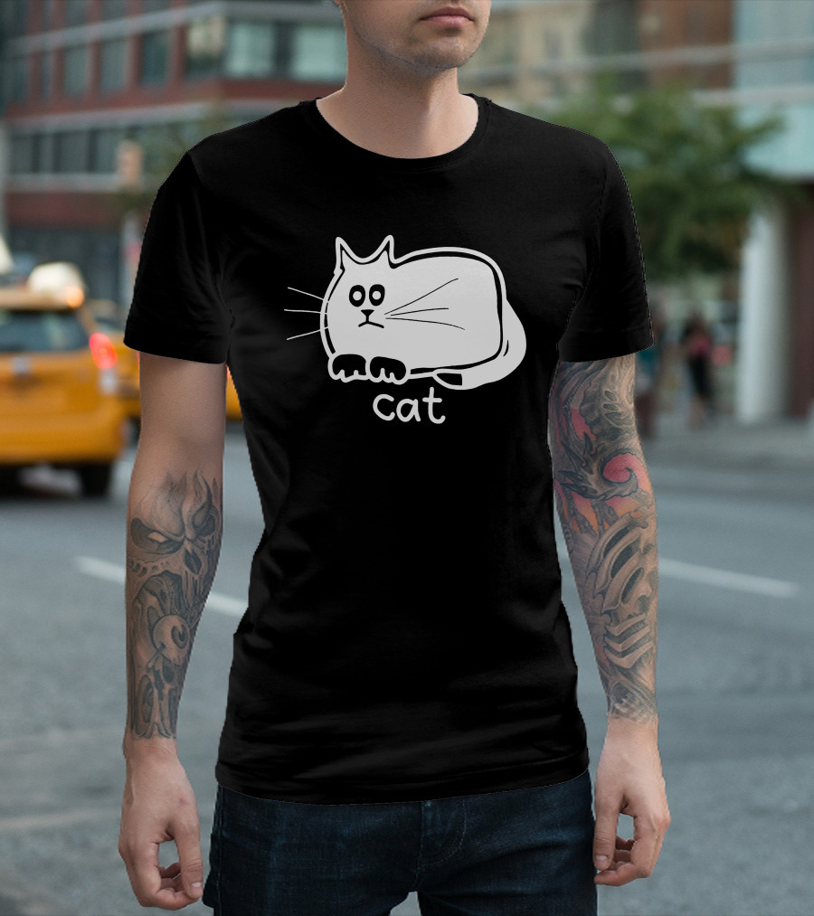 Cat Quirky Cartoon Style With Whiskers And Ears T-Shirt