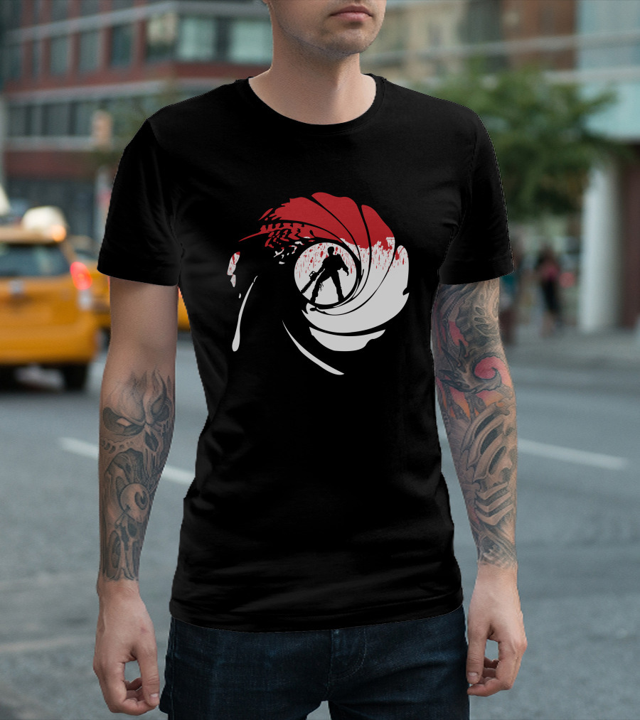 Chainsaws Are Forever Spy Chainsaw Silhouette In Gun Barrel T-Shirt