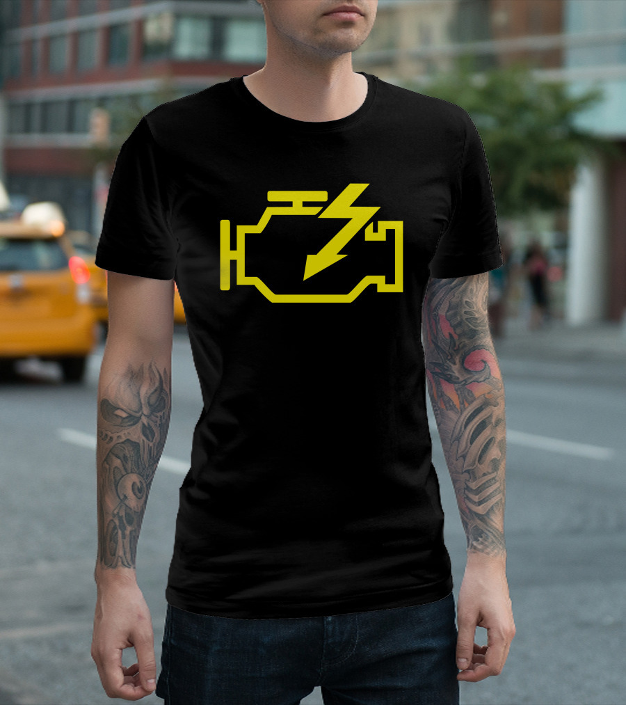 Yellow Check Engine Light Lightning T-Shirt