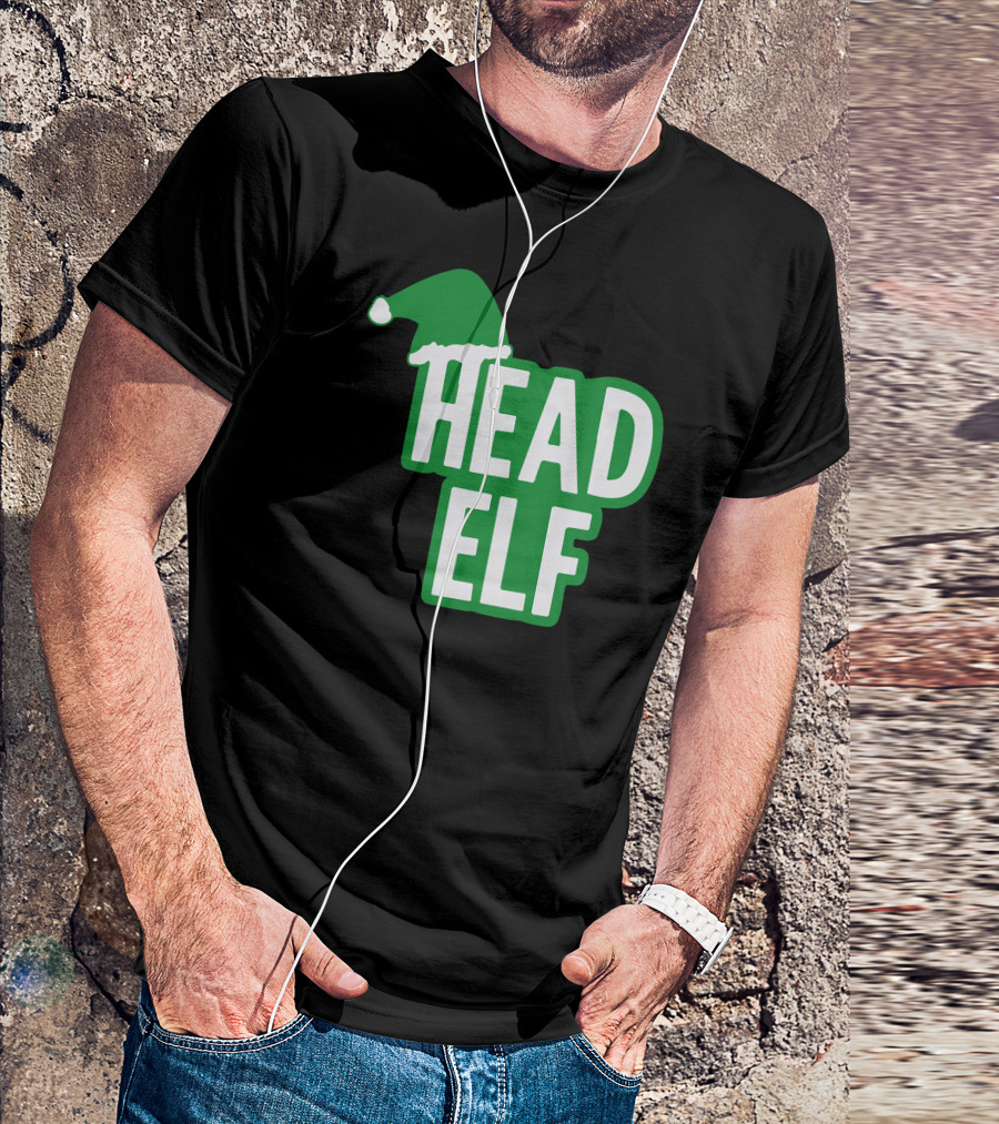 Head Elf Santa Hat Christmas T-Shirt