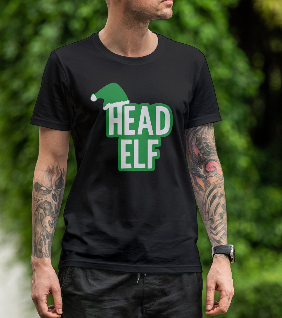 Head Elf Santa Hat Christmas T-Shirt