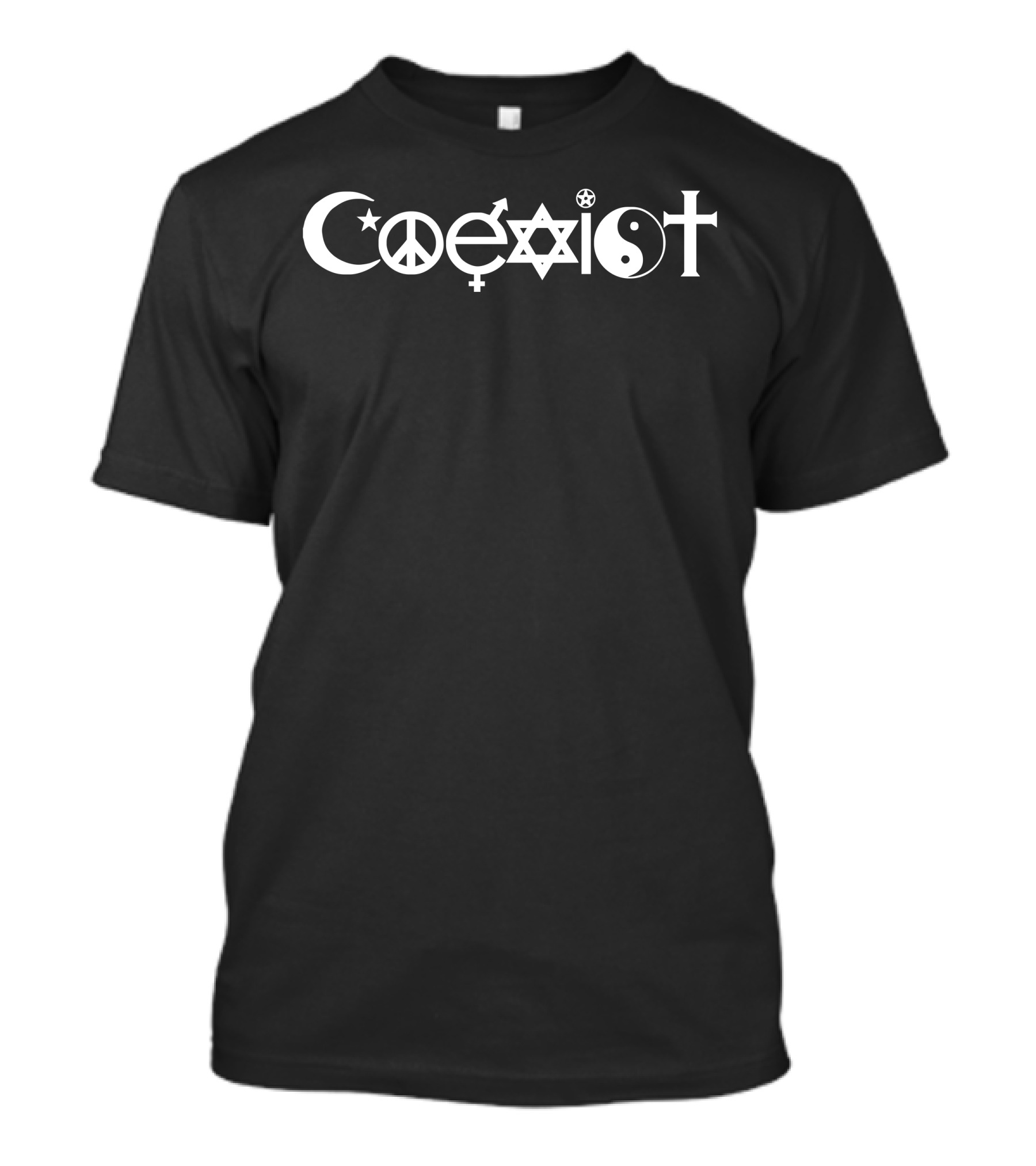 Coexist Symbol Star Of David Yin Yang Peace Cross Gender Equality T-Shirt