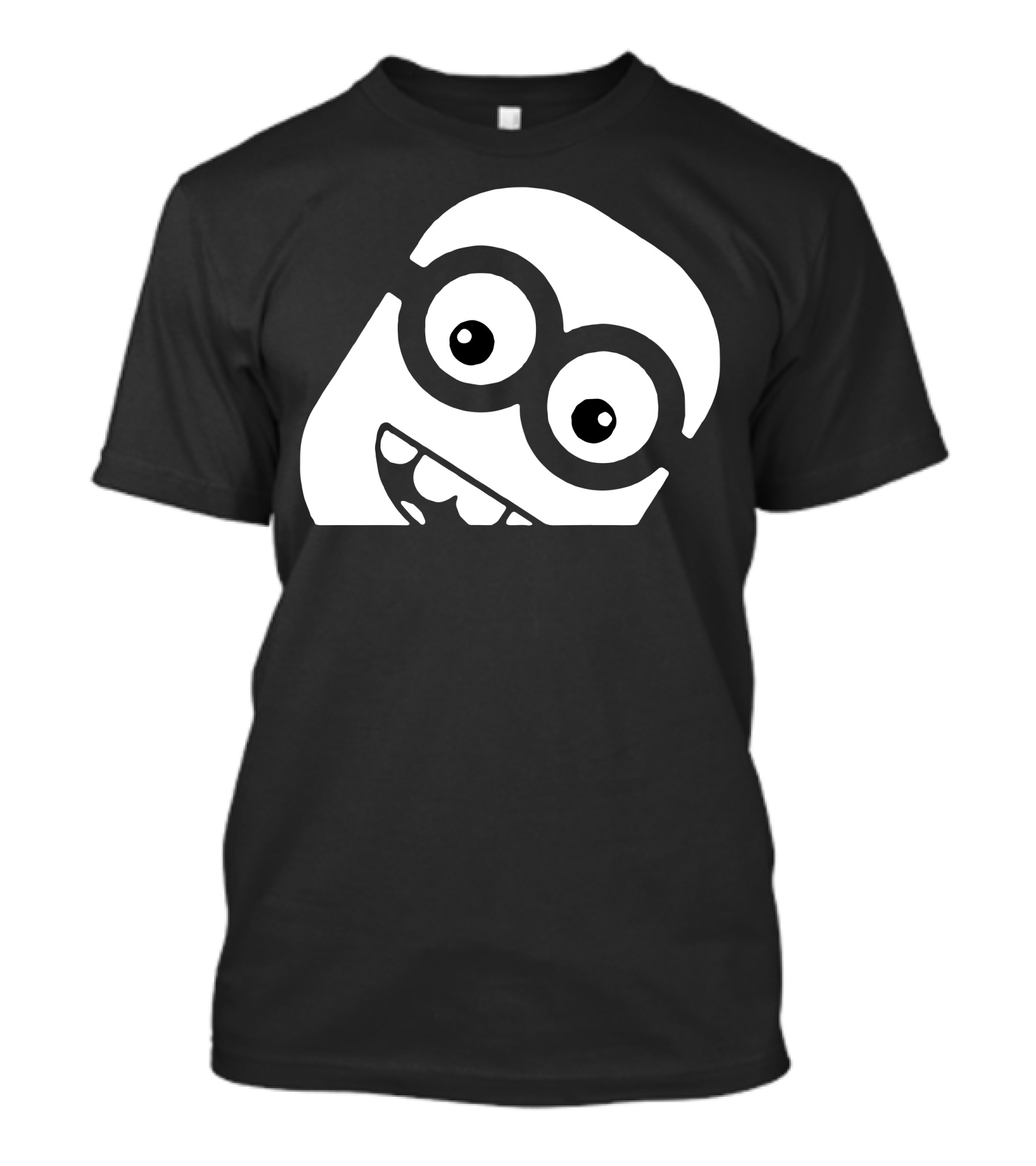 Funny Face Minion Peeking Black T-Shirt
