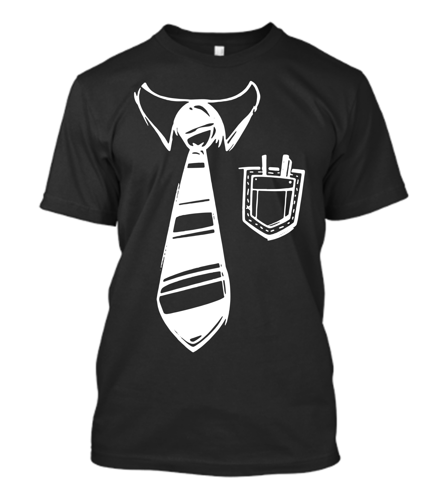 Striped Tie With Collar And Pocket Protector T-Shirt