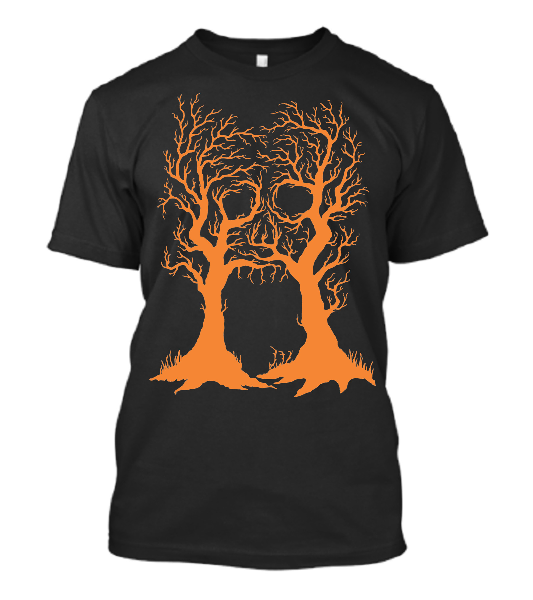 Halloween Tree Skull Face Shadows T-Shirt