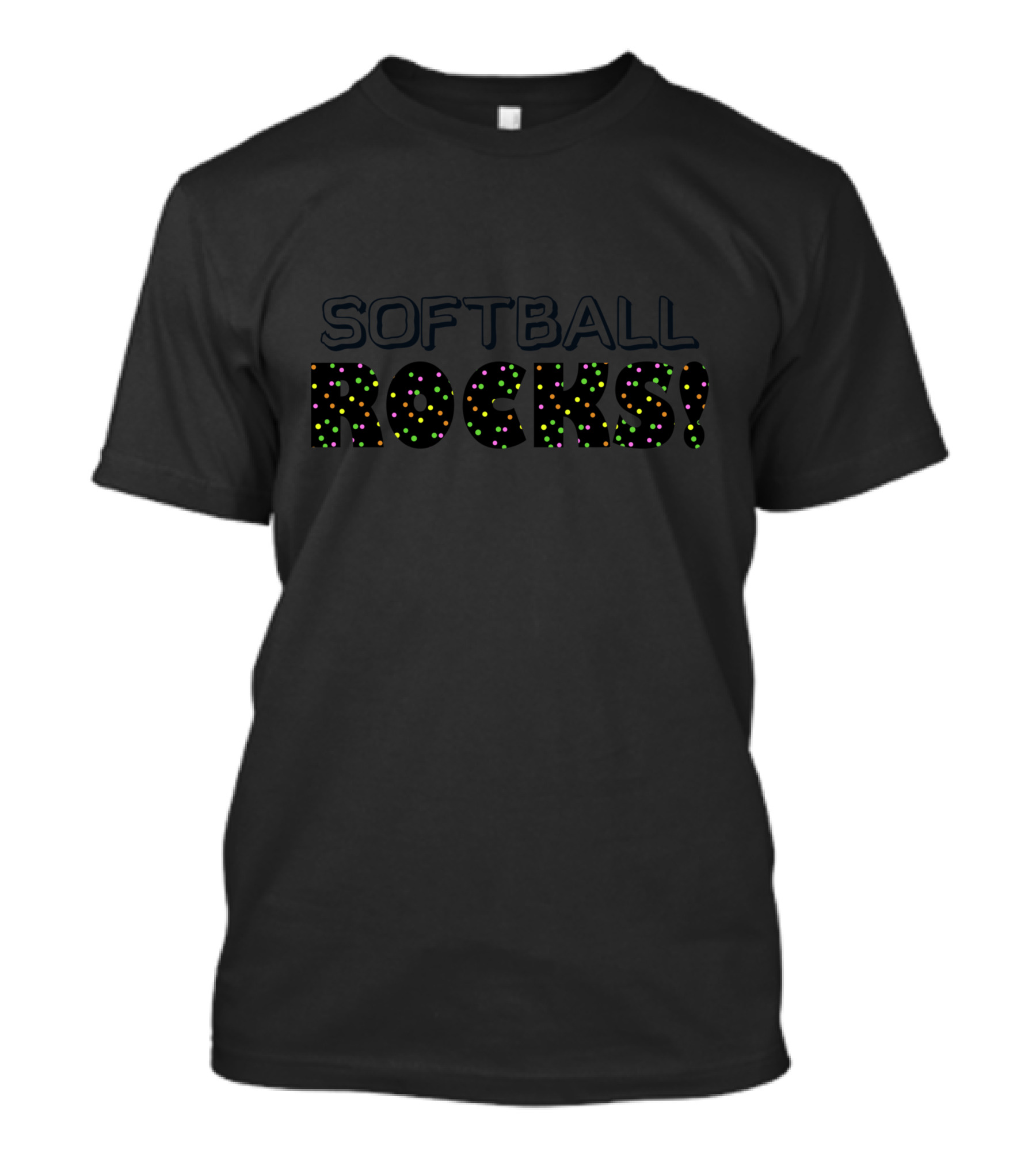 SOFTBALL ROCKS Multicolored Dot T-Shirt