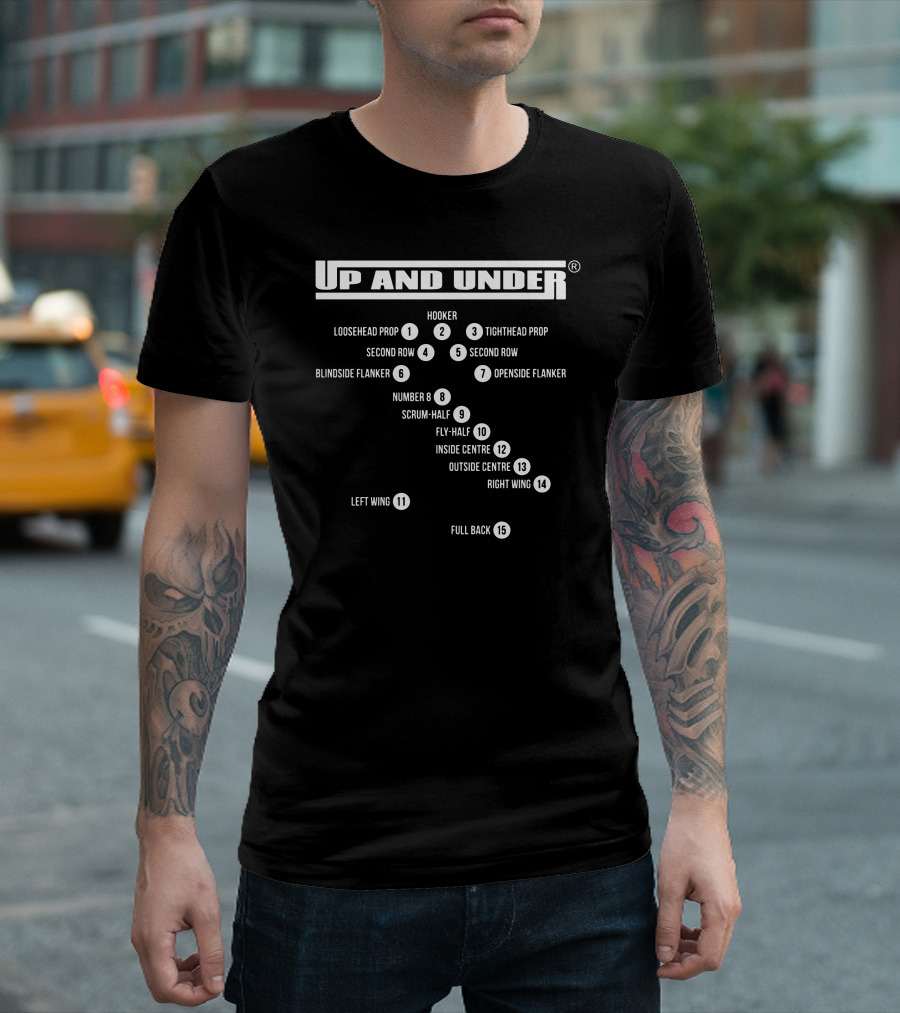 Up and Under Rugby Positions Formation Chart T-Shirt