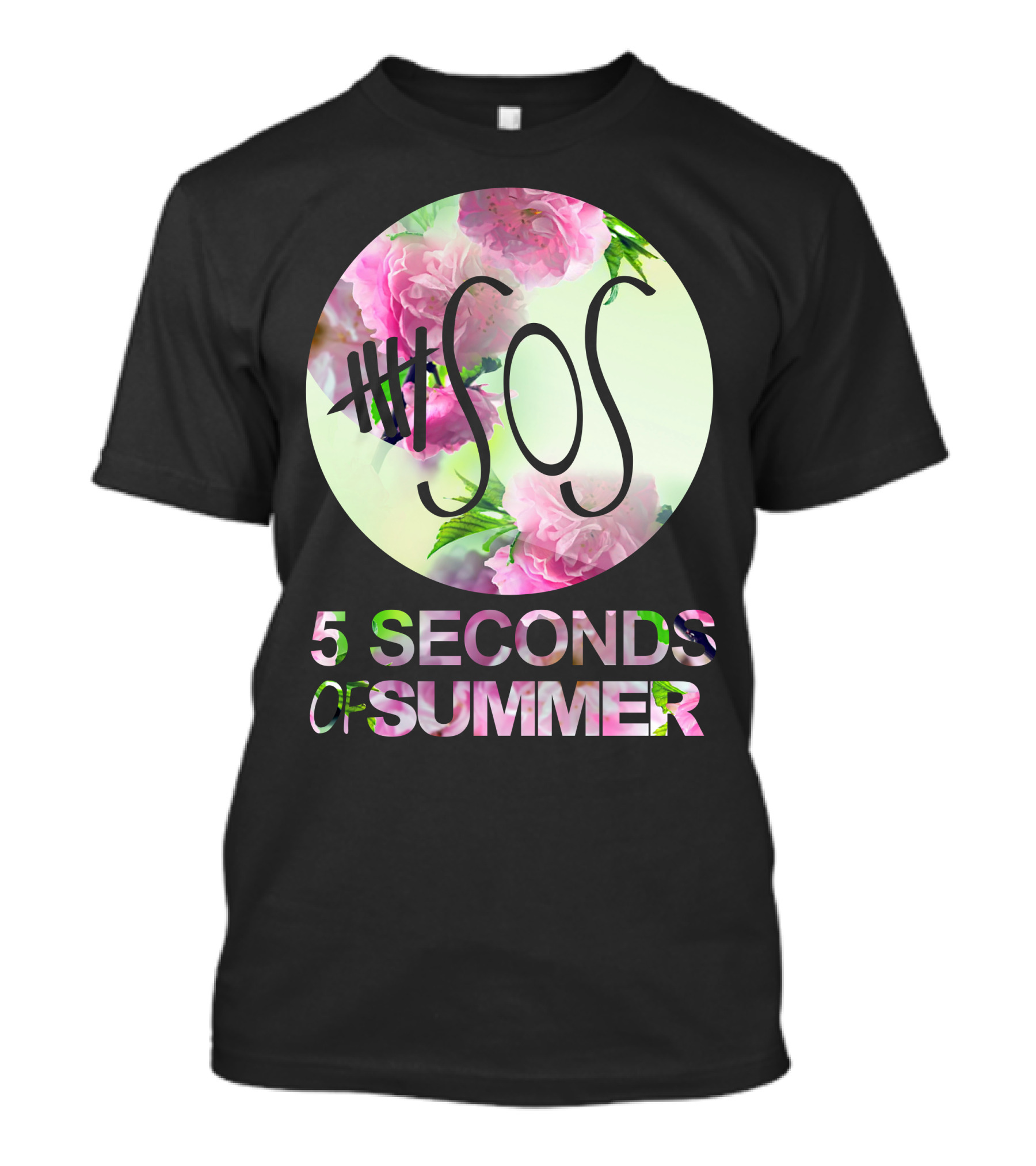 5 Seconds Of Summer Floral Logo Circle One Direction Fan Art 5SOS T-Shirt