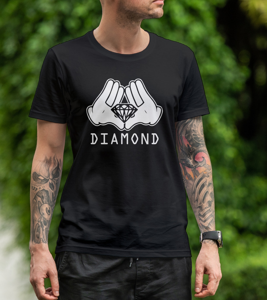 Cartoon Hands Diamond Symbol Iconic T-Shirt