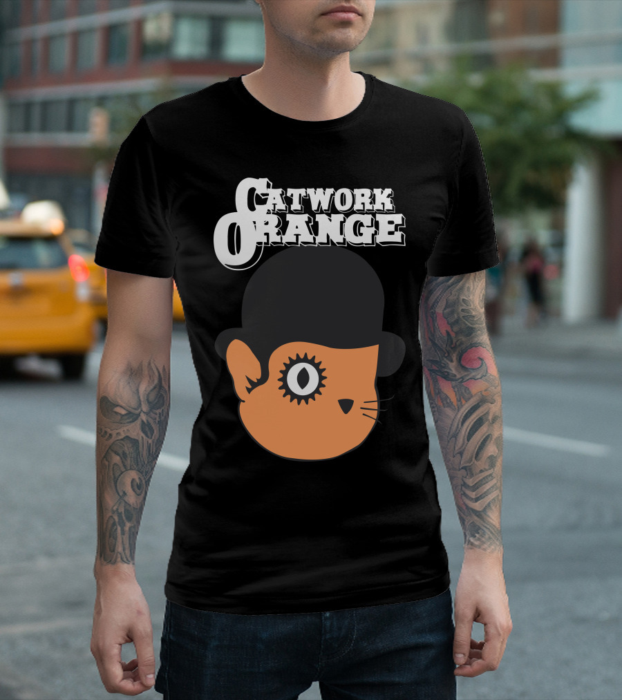 Catwork Orange Cat in Bowler Hat with Eyelash T-Shirt