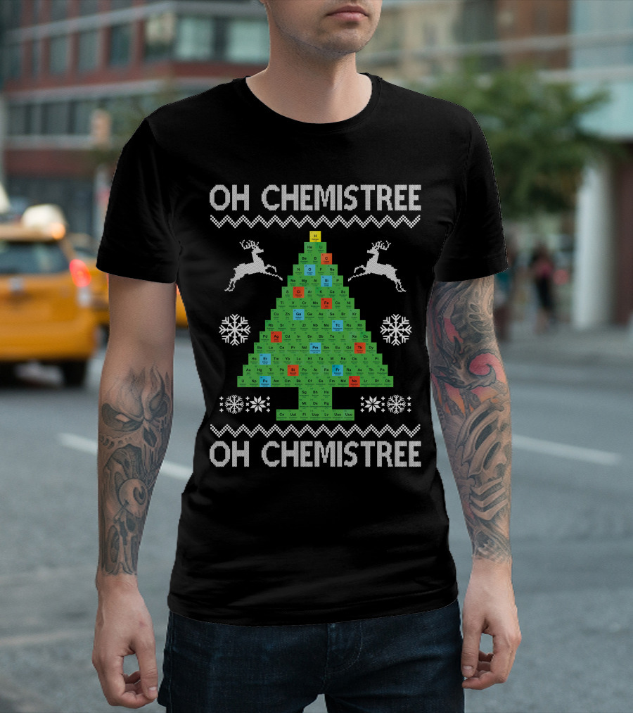 Oh Chemistree Periodic Christmas Tree Reindeer Snowflakes T-Shirt