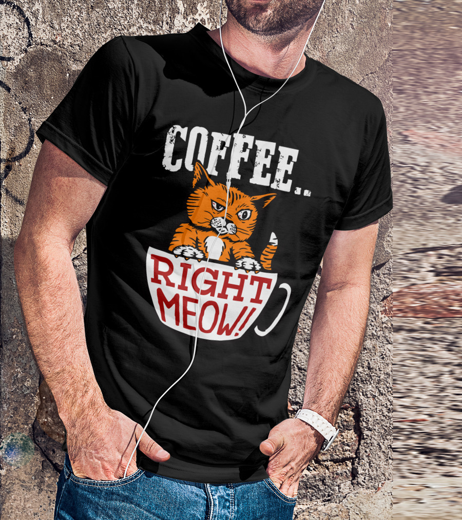 COFFEE RIGHT MEOW Cat In Cup T-Shirt