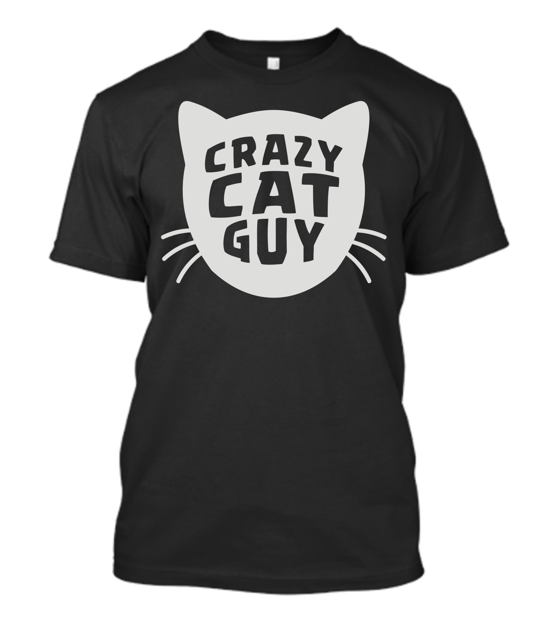 CRAZY CAT GUY Cat-Shaped Text With Whiskers T-Shirt