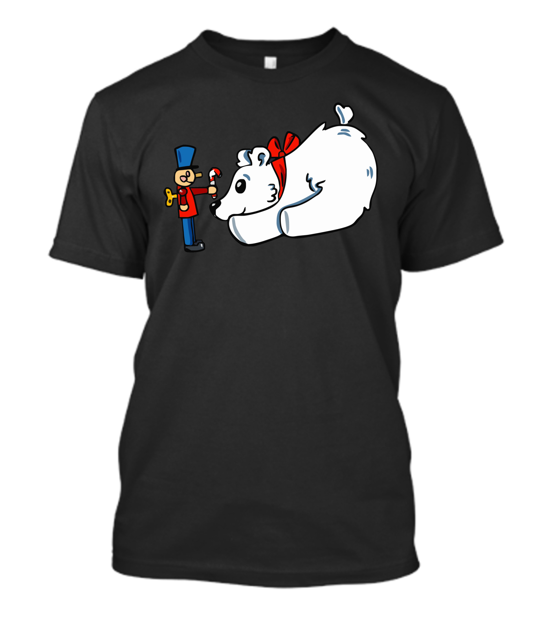 Nutcracker With Candy Cane And Polar Bear With Red Bow T-Shirt