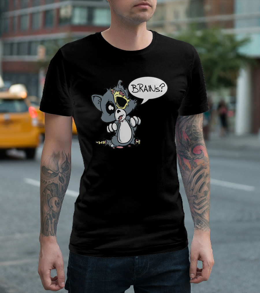 Cute Dead Things Kitty Brains Zombie Cat T-Shirt