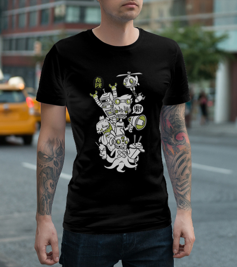 Noob Robot Octopus Danger Character Mashup T-Shirt
